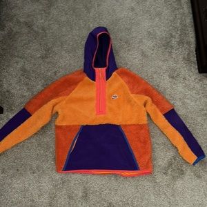 Nike Sportswear Half Zip Sherpa Hoodie Orange Purple Blue